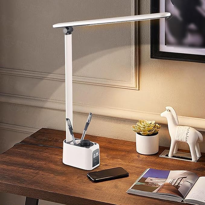 Pssopp LED Desk Lamp, 5 Color Temperatures Adjustable 18W Eye Caring Table Reading Lamp for Home Study and Office (T221012)