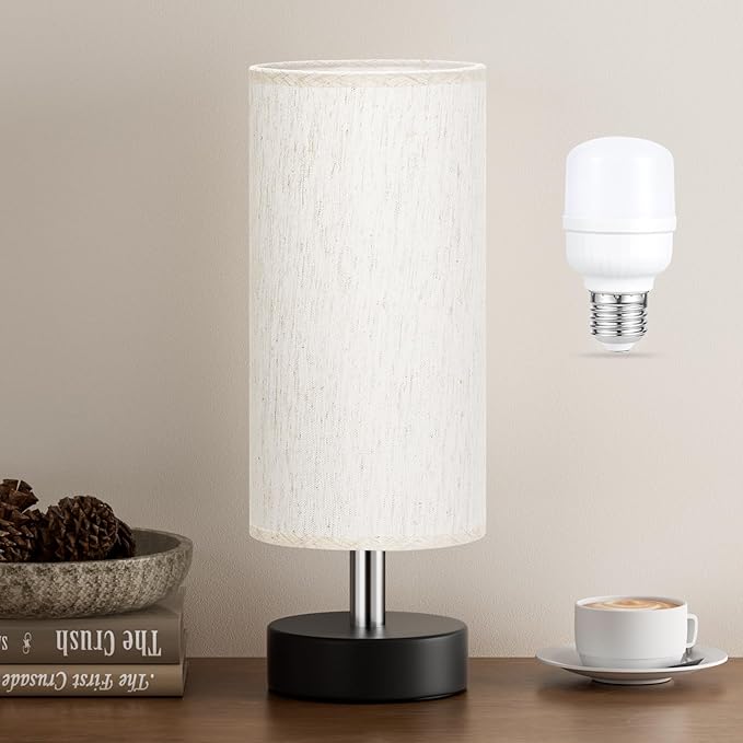 Small Table Lamp with LED Bulb - 3 Color Temperatures for Bedroom, Nightstand, Minimalist Night Stands, Desk, Kids, Living Room, Office, Dorm