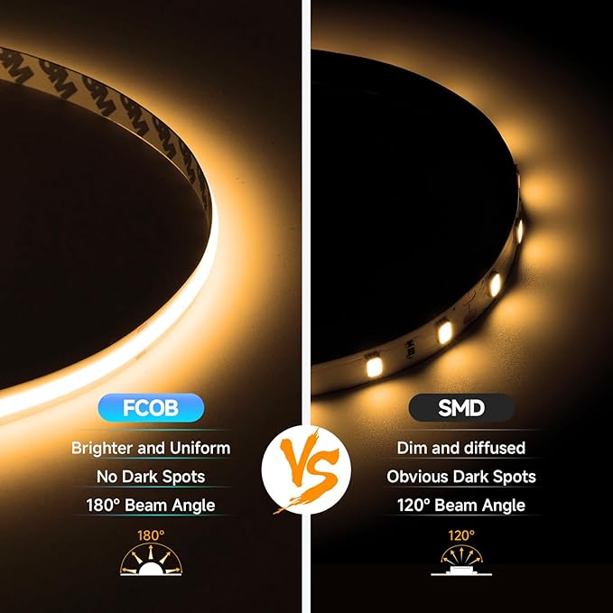 BTF-LIGHTING FCOB USB Powered Warm White 2700K COB LED Strip Lights 3.28FT 320LEDs 5V 8mm Width 90+ High CRI Ultra Bright Flexible Light for 3D Printer TV Backlight Display Cabinet PC DIY Decor
