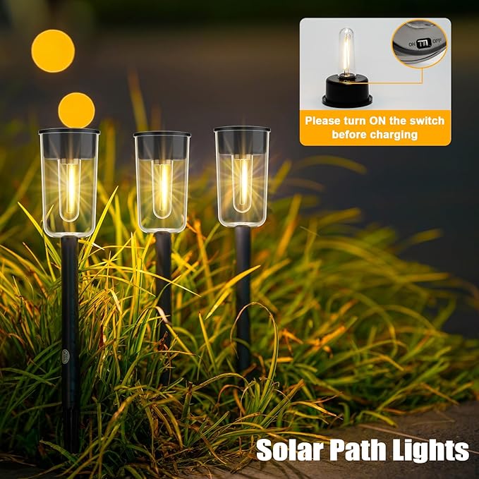 8 Pack Solar Pathway Lights, Solar Lights Outdoor Waterproof Garden Stake for Outside Yard Landscape Path Walkway Driveway Lawn Decor