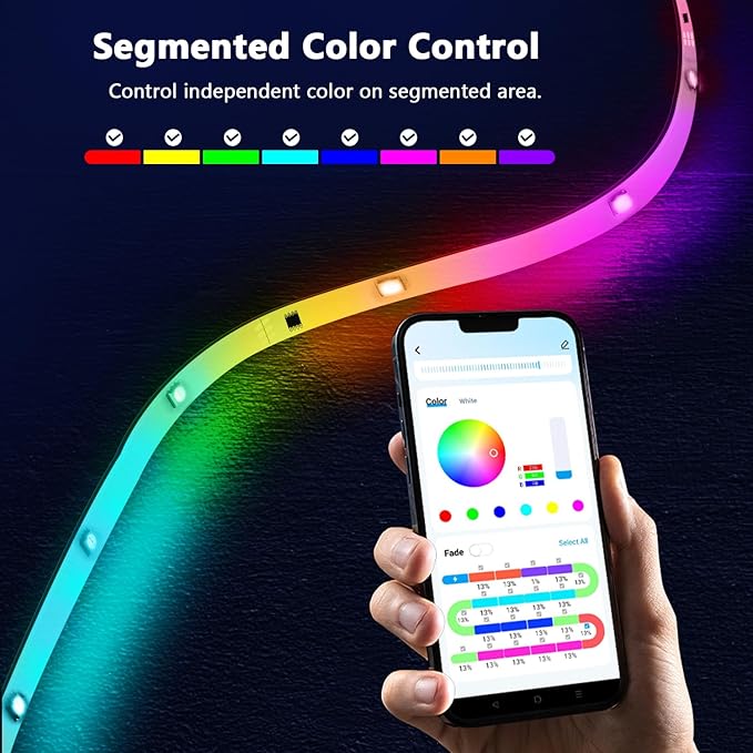 dalattin BGRIC 32.8ft LED Strip Lights for Bedroom, 5050 Smart LED Lights with Multiple Colors on One Line, Works with App & IR Remote, Music Sync for Room Decor Party Gaming