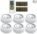 Brilliant Evolution Stick On Push Lights - 6 Pack Remote Controlled LED Lights Under Cabinets - DIY Stick On Lights for Closet, Counter, Kitchen - Battery Operated Puck Lighting with Remote