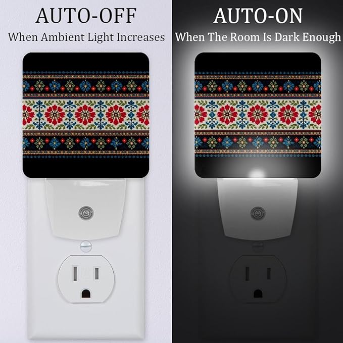 Plug-in LED Night Light, Auto Dusk to Dawn Sensor, Traditional Horizontal (2) Lights for Hallway, Bedroom, Nursery, Kitchen, Stairway, 2 Pack