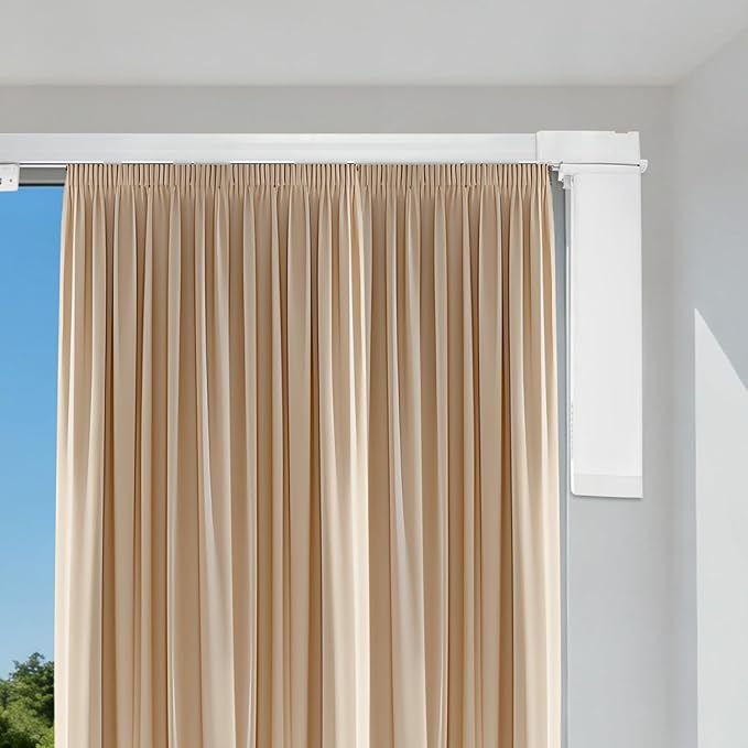 Electric Ceiling Curtain Track,13ft Ceiling Smart Curtains System w/Automated Rail,Automatic Curtain Opener/Close Smart Drapery Curtain Track Rod Rail,Motorized Curtains Rod,Motorized Rails for Study