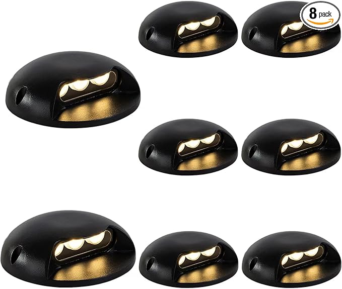 Outdoor Step Lights 3CCT Color Changeable,Indoor Stair Lights 110V 120V,Waterproof Deck Lights for Landscape,Garden,Living Room,Hallway,Pack of 8 (6W, Piece, 8)
