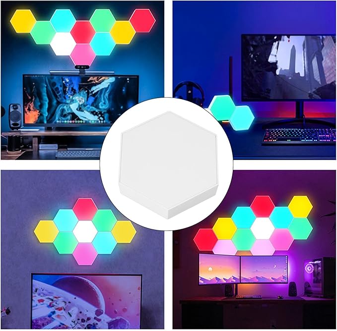 Yunseity Hexagon Light Panels, LED RGB Hexagon Wall Light with Touch Control, Smart DIY Hexagon Night Light for Bedroom Game Room Kids Room Home Decoration Gift (RGB)