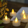 12 Battery Operated Flameless LED Tea Lights with Timer Realistic Flickering Electric Tealight Votive Candles Set Bulk Baptism Wedding Party Decoration Kitchen Home Decor Centerpieces Batteries Incl.
