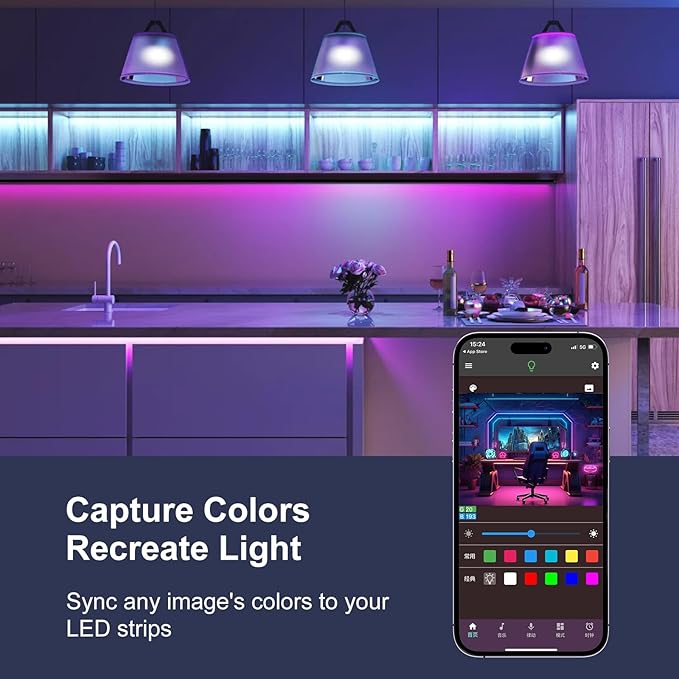 100 FT Led Lights for Bedroom, Music Synchronized RGB Bluetooth LED Lights, Smart Application and Remote Control Color Change LED Light Strips, Used for Home Room Lighting Decoration