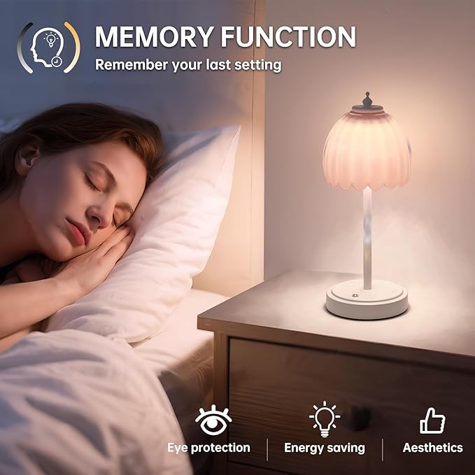 Rechargeable Table Lamp with 5200mAh Battery & Touch Control - 3 Adjustable Color Temperatures, Cordless Dimmable Table Light for Bedroom, Office Desk, Nightstand(Creamy Pink, 1 Pack