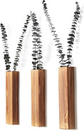Wooden Wall Planter Set of 3 - Modern Home Decor for Living Room, Bedroom, Bathroom - Brown Finish Planter for Dried Flowers, Faux Greenery, Indoor Plants
