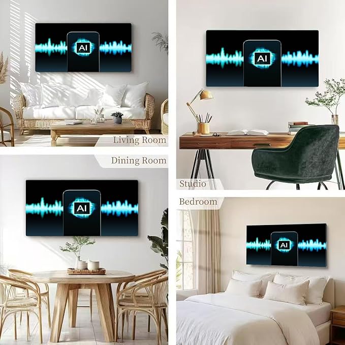Wibinuki Wall Art Wall Decor Wall Paintings AI deep fake or voice. Transle speech and language. Music or sound for Living Room Bedroom Bathroom Home Decor Can Be Hung Directly 20"x 40"