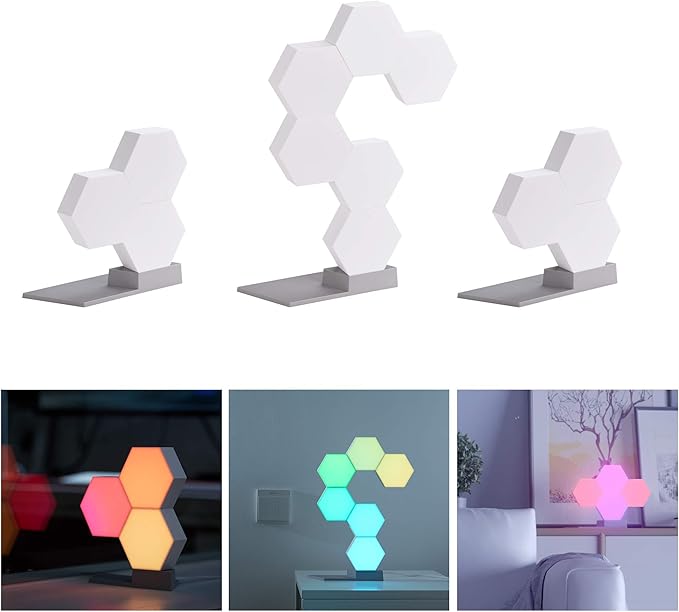 Yescom APP Control 6 Pack Smart LED Light Panels Hexagon Smarter Replacement Kit WiFi Smart LED Lamp Lighting Expansion 16 Million Colors Changing for DIY Gaming Party Decor