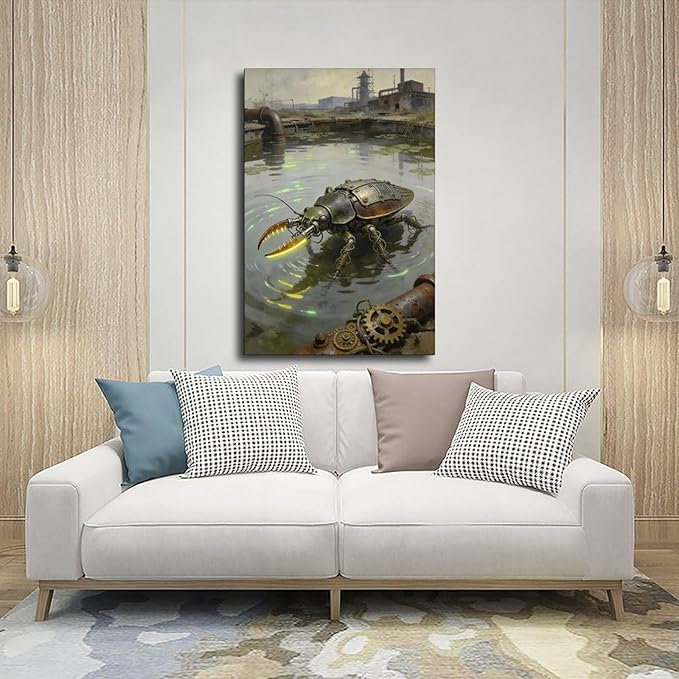 Framed Industrial Fantasy Wall Art for Living Room TV Wall Post Apocalyptic Style Home Decor 12x18inch(30x45cm)