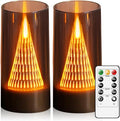 Eebus LED Flameless Candles with Remote - Battery Operated,Fake Candles for Home Décor Tapered Glowing Pillar Candle Lights Add a Warm and Romantic Atmosphere Set of 2 (D 3"×H 6" 6") (Grey)