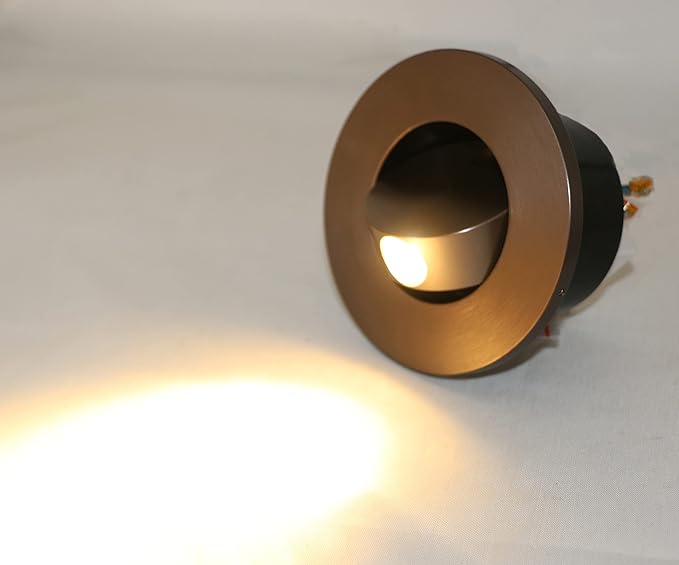 3W LED Wall Recessed Step Stair Lighting Bedside Reading Light Fixture Hidden On/Off Switch Adjustable Warm White Coffee Circle