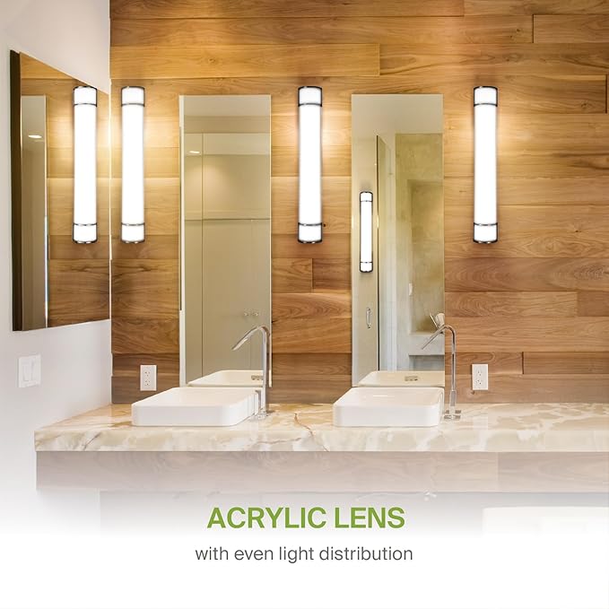 ASD LED 36" Vanity Flush Mount Light Fixture, Linear Bathroom Lighting Bar | 3CCT, Dimmable, Energy Star, ETL Listed | 30W 2650LM 3000-5000K 120V | Long Bath Wall Sconce Over Mirror | Black, 4 Pack