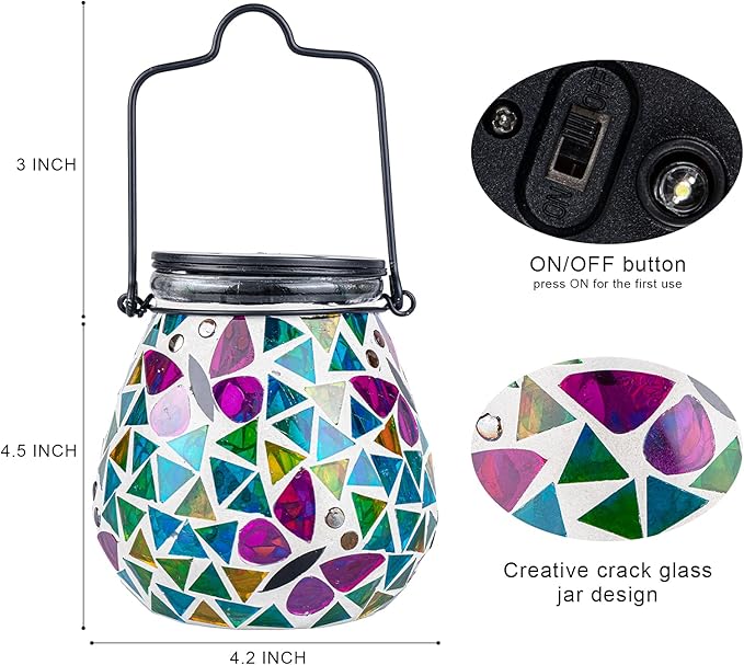 Bshine Butterfly Solar Lantern Outdoor Hanging Waterproof, Mosaic Butterfly Solar Light Indoor Valentine's Day Decor Table, Garden Decor for Yard Outside, Path, Lawn, Birthday Gift for Mom Women
