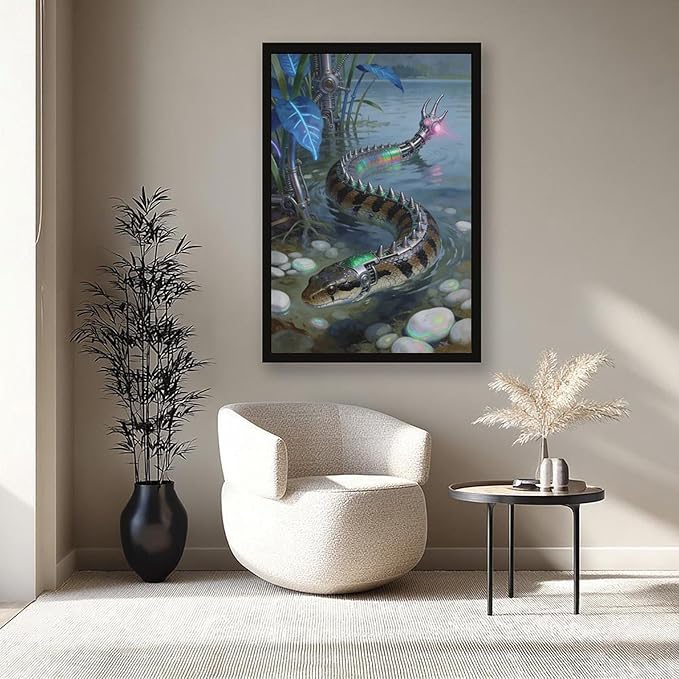 Framed Futuristic Nature Wall Art for Modern Living Room Creative Sci Fi Style Interior Decor 12x18in