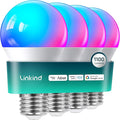 Linkind Smart Light Bulbs, A19 Smart Bulb - 1100LM(75W Equivalent), Works with Alexa & Google Home, E26 RGBTW Color Changing Bulbs with Music Sync, 2.4GHz Wi-Fi & Bluetooth, 11W, 4Pack