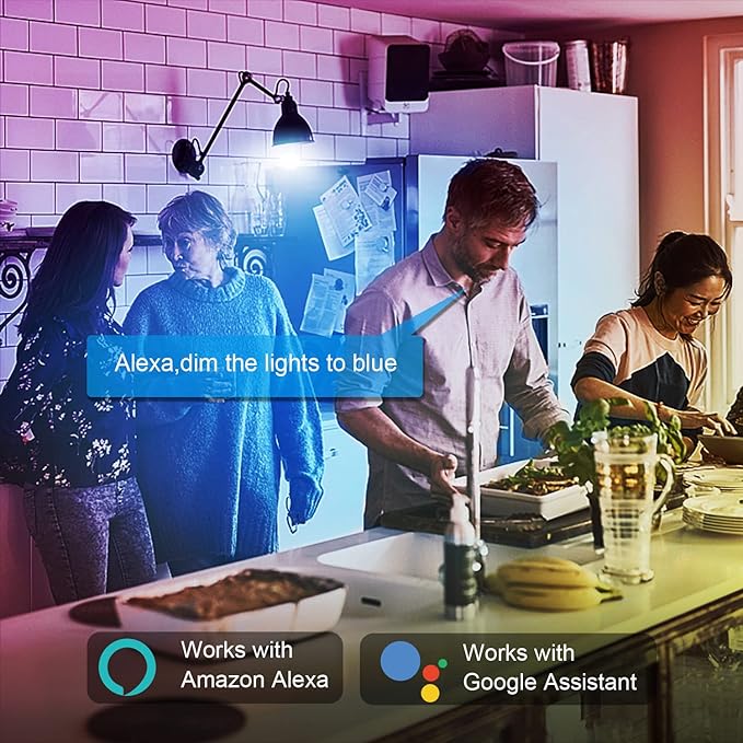 DAYBETTER Smart Light Bulbs, Alexa Light Bulb, WiFi Light Bulbs, RGBCW Color Changing Light Bulb A19 9W 800LM, Smart Bulbs That Work with Alexa & Google Assistant, Music Sync, No Hub Required, 6 Pack