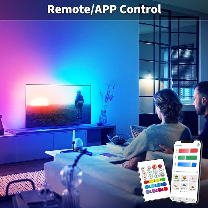 BASON LIGHTING TV LED Backlight，LED Light for TV with Remote Control, 4096 DIY Colors Led Strip Lights for 60-70 Inch TV, Gaming and Home Decor, Bluetooth App Control, Music Sync, USB Powered.