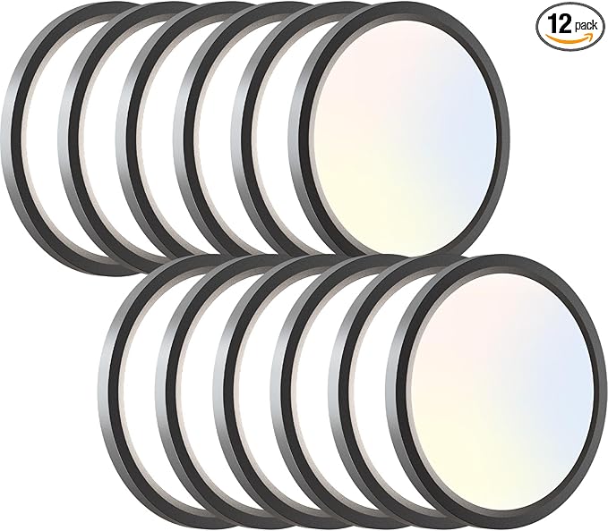 hepside 12PACK LED Flush Mount Ceiling Light, 3CCT Selectable 3000K-4000K-6500K & 100W Equivalent Modern Kitchen Recessed Ceiling Lamp 15W 1500Lm 7.5 Inch for Bathroom Closet Laundry Bedroom Hallway