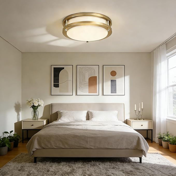 Drosbey 50W Dimmable LED Ceiling Light Fixture, Kitchen Light Fixtures, 13.2 inch Flush Mount Ceiling Lights for Bedroom, Bathroom, 2700K/3000K/3500K/4000K/5000K Selectable, Super Bright 5000LM