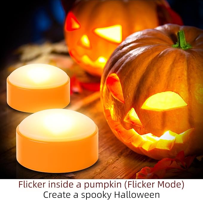 CANDLE IDEA 2 PCS Halloween LED Pumpkin Lights with Remote and Timer, Battery Operated Orange Jack-O-Lantern Light for Halloween Decor, Flameless Candles for Pumpkin Decoration