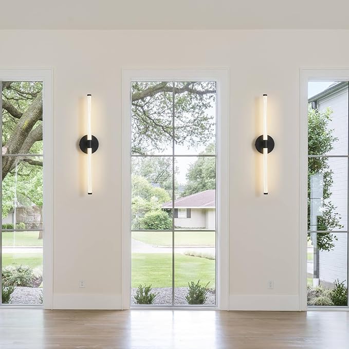 Wall Sconces Set of Two Matte Black LED Wall Lights Modern Linear Sconces Lighting Indoor Sconces Wall Decor Set of 2 Mounted Lamp for Living Room Wall Scones, Wall Lights Set of 2