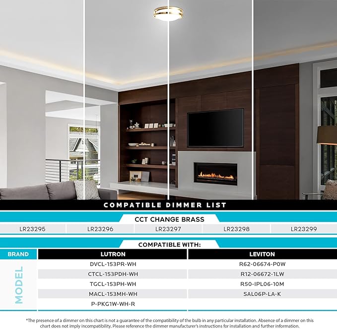 LUXRITE 16 Inch LED Flush Mount Ceiling Light, 5 Color Selectable 2700K | 3000K | 3500K | 4000K | 5000K, Dimmable Ceiling Light Fixture, 24W, 1920 Lumens, Energy Star, ETL Listed, Brushed Brass