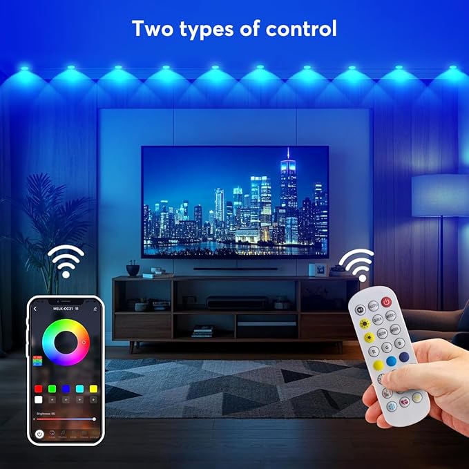 Smart RGB+IC Permanent LED Lights 16.4Ft USB Powered, App/Alexa/Remote Control, Music Sync Indoor Ambient Lighting for Bedroom, Gaming Room, TV Backlight, Home Decor (17 LEDs + Dynamic Effects)