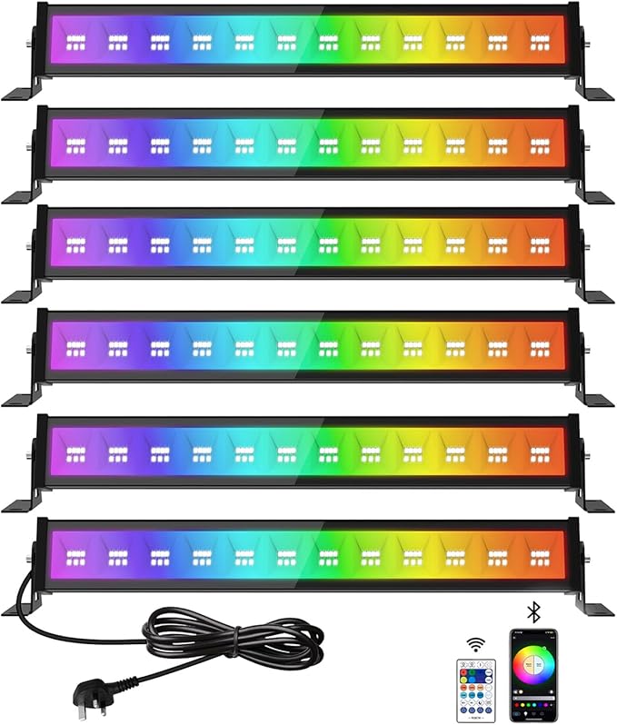 T-SUN RGBCW Wall Washer Lights 6 Pack 50W Stage Wash Light Bar Smart APP & Remote Control Music Sync Memory Timing Color Changing Wash Light for Stage Birthday Party Wedding Outdoor Indoor