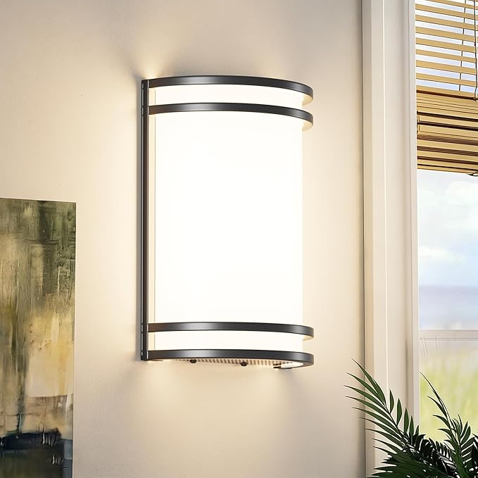 Aipsun Modern Wall Sconces Hardwired Indoor 15W LED Black Wall Sconce Lighting Dimmable Wall Lights for Living Room Hallway Bedroom