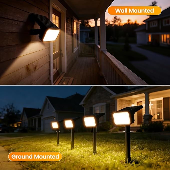 Fabrito 8 Pack Solar Spot Lights Outdoor Waterproof IP67, [108 LEDs, 4 Modes] Dusk to Dawn Spotlights with 1500mAh Battery for All Night, Landscape Lights for Garden, Yard, Tree, Pool, Warm White