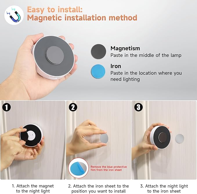 LED Under Cabinet Lights, Motion Sensor Lights Indoor with Remote, 1000 mAh Rechargeable, 3 Color Temps & 10 RGB Dimmable Puck Light, Closet Lights Night Light for Kitchen, Hallway (3 Packs)