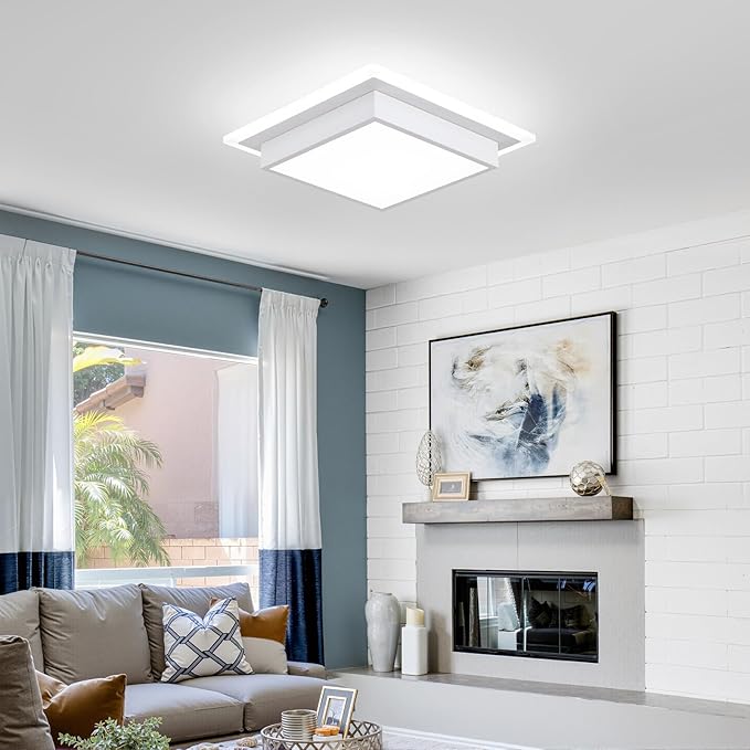 32W Modern LED Ceiling Light, 13 Inches Square Ceiling Light, 5CCT Flush Mount Ceiling Light, Hallway Ceiling Lighting Fixtures for Living Room Bedroom Bathroom Kitchen