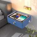 HOMEMORE Floating Nightstand with Charging Station Bedside Table LED Smart Bedside Table Wall Mounted Nightstand Blue