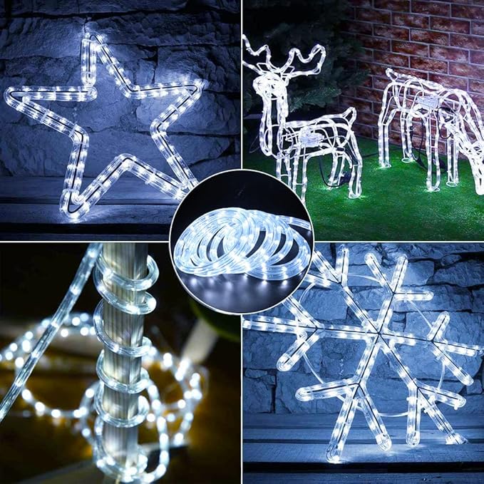 7/16" Rope Lights, 9.9ft 2-Wire Waterproof LED Rope Light Kit, 110V-120V PVC 30 LED/M Tube Lights Strip for Background, Outdoor, Christmas, Home Decoration(White)