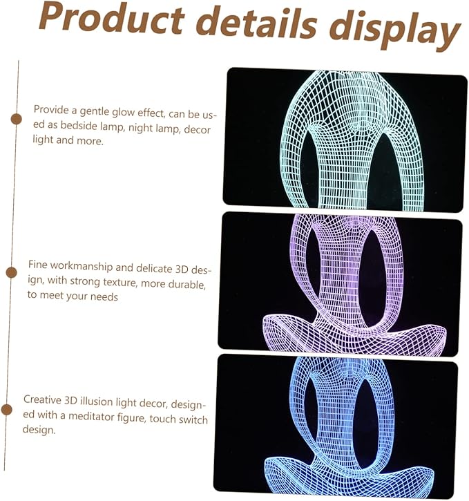 DOITOOL 1set Creative Led Night Control Colorful USB Night Lamp for Yoga Meditation Bedroom Decor and Unique