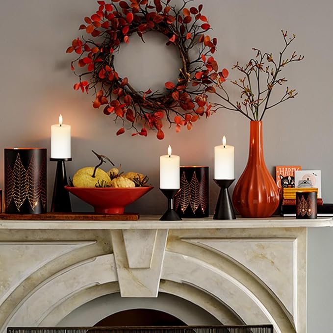 Mirror Surface Votive Candles Battery Operated with Remote Timer, 6pcs Real Wax LED Votive Candle Realistic Flickering for Wreaths Memorial Lantern Φ 2" H 4.5” White