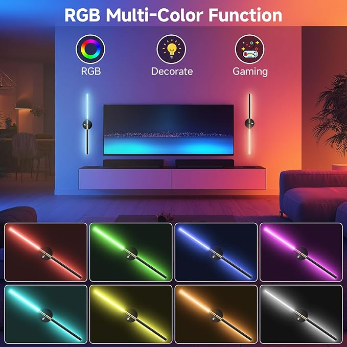Wall Sconces with 360°DIY Independently Rotatable Lamp,10000mAh Rechargeable Battery Operated,Wireless Magnetic Wall Lights with Remote,RGB Colors&Dimmable,Wall Decor for TV/Mirror,Bedroom,Staircase