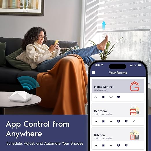Go Smart Bridge Home Automation Hub for Motorized Blinds Compatible with Alexa, Google Home, IFTTT, Control4, Siri; Remote, App & Voice Control