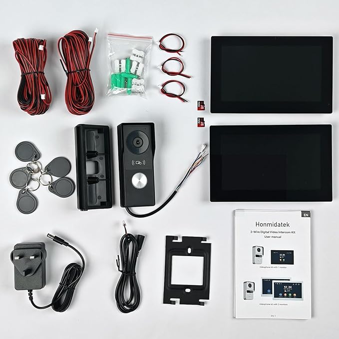 1080p Video Doorbell intercom withMonitor System, WiFi Video Intercom 1080FHD Metal Camera, 7 inch Two Monitor with32GB Card, Tuya APP, Two-Way Audio,Detection, Unlock for Single-Family Home