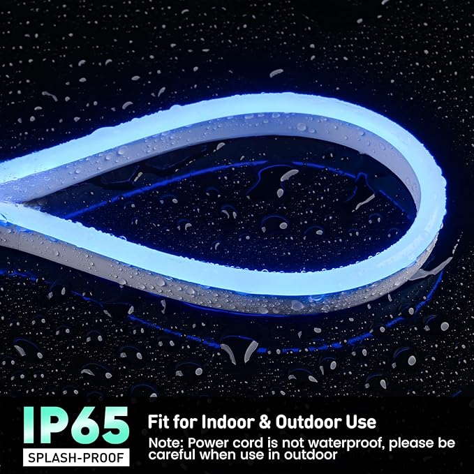 GZBtech Flexible LED Neon Rope Lights 50FT,AC 110-120V Waterproof Strip Light, 120 LEDs/M Cuttable Connectable Neon Lighting for Indoor Outdoor Home Decor/Commercial Building Use-Blue 15M, ETL Listed