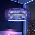 Smart RGB Ambient Rattan Pendant Light with Voice & App Control, Dimmable Boho Hanging Ceiling Lamp for Bedroom & Dining Room, Handwoven Wicker Light Fixture, 21.7” Natural