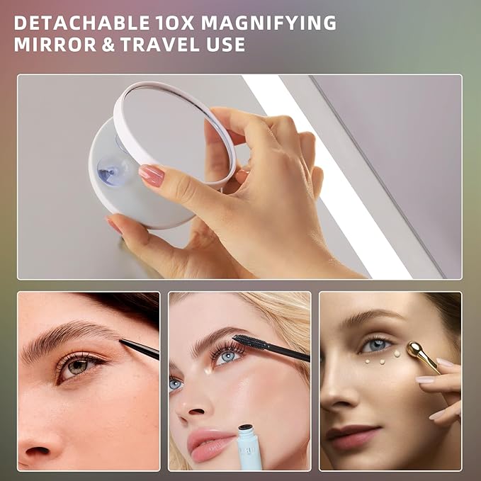FENCHILIN Vanity Mirror with Lights, 23" x 18" RGB Backlit + Front Lit Hollywood Makeup Vanity Mirror LED Strip with 3 Colors Modes Smart Touch for Dressing Room & Bedroom White