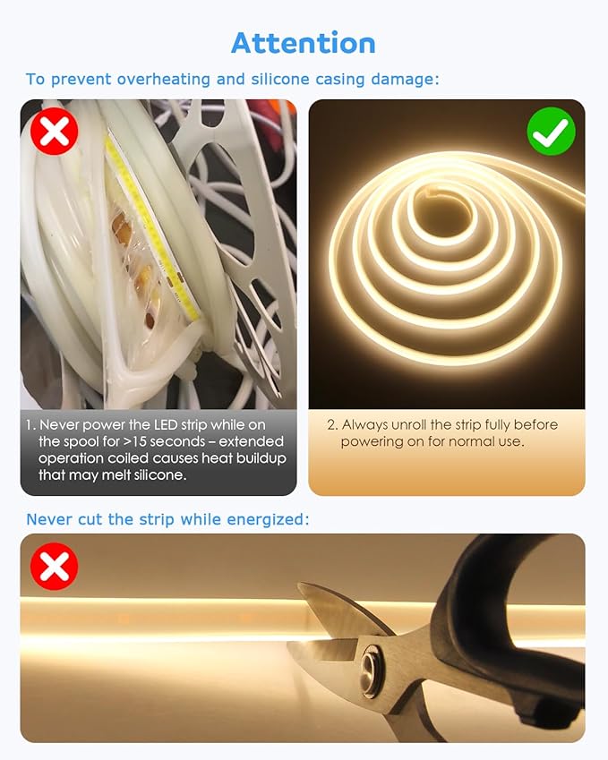 Aclorol 120V COB LED Strip Lights 16.4FT/5M Flexible COB LED Lights 3000K Warm White AC 110V-120V LED Flex Lights Strip Plug in High Density COB LED Rope Light for Outdoor Bedroom Patio Garden Decor