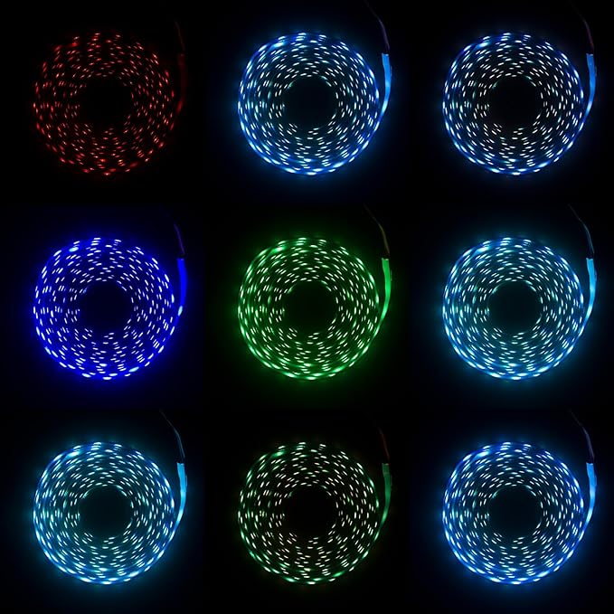 LED Strip Lights 16.6 feet 5 Meter 300 Led Lights RGB Color with APP and IR Remote 5050 SMD LED for Bedroom,Home,TV Backlight, Multicolor with Remote Control White