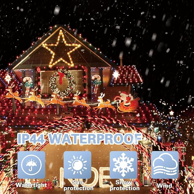 LAMPHOME 33ft 100 LED Red Valentine Lights, Connectable 16 Modes Valentine Room Light Indoor Plug-in, Clear Wire Red Christmas String Light Outdoor Waterproof for Valentine's Day Xmas Bedroom, Party