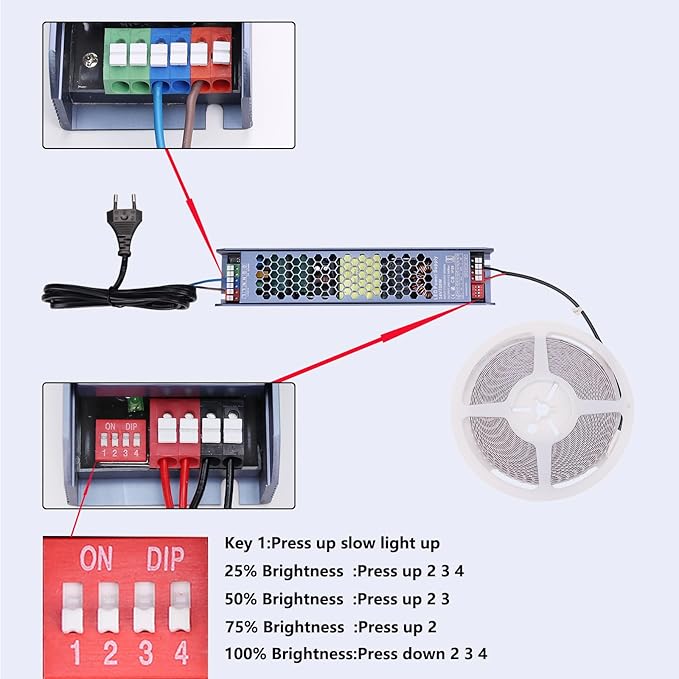 24V COB LED Strip Lights 65.6ft Kit, 6000K Cool White Cuttable Adhesive 480LEDs/M CRI 90+ LED Tape Light with Power Supply for Bedroom Kitchen Living Room Ceiling